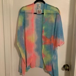 Plus size tie dye kimono jacket